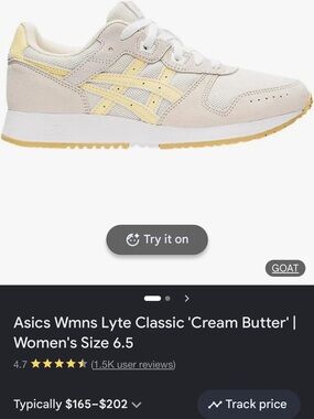 ASICS women’s 9 ivory and pale yellow